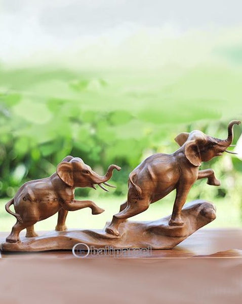 COMING SOON...!!! Wooden 2 Elephant, hand carved from suar wood W 20.8"