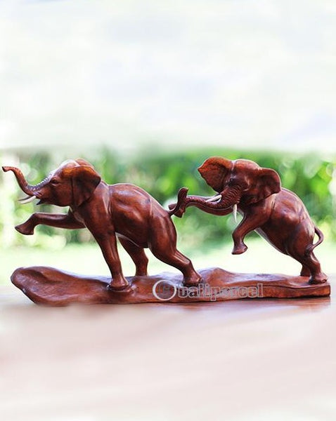 COMING SOON...!!! Wooden 2 Elephant, hand carved from Suar wood W 20.8"