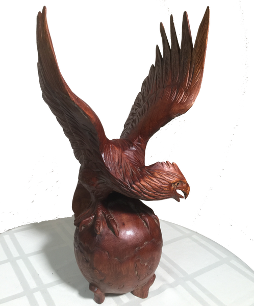 Wooden playing Eagle, hand carved from Suar wood