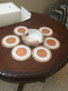 Coaster Marble Round 4" dia x 3 1/2" H set of 6 in Round Box in Red Lotus