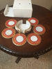Coaster Marble Round 4" dia x 3 1/2" H set of 6 in Round Box in Red ArtWork