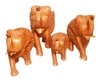 Elephant Carved Whitewood Set 3"-4"-5" & 6" Trunk Up